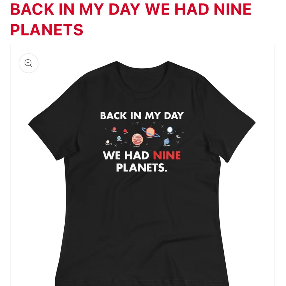 Snorg Tees Back in My Day We Had Nine Planets Tee Black Size Medium